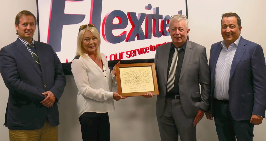 Pictured L-R. Clive Gilmore (CEO, Hanley Energy), Gina McGeown, Anthony McGeown (Directors, Flexitech) and Dennis Nordon (Managing Director, Hanley Energy) on acquisition of Flexitech